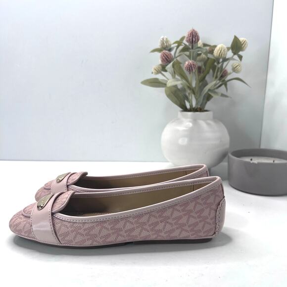 Michael Kors Lillie Moccasin Canvas Bar Flat Pink Women's 7 M NWOB - Picture 4 of 10
